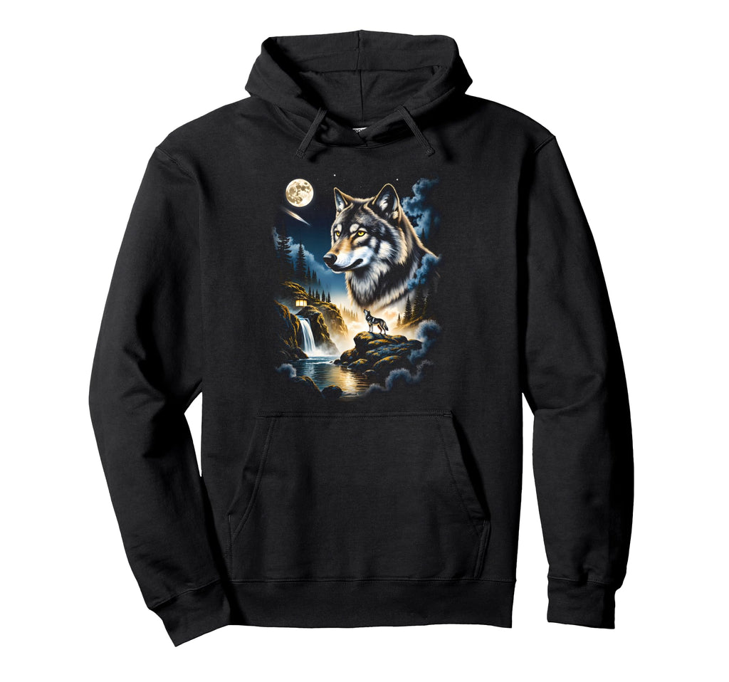 Grunge Howling Wolf 90S Nature Galaxy Hoodie - Custom Art Print Men Women - T-Shirt, Sweatshirt, Hoodie