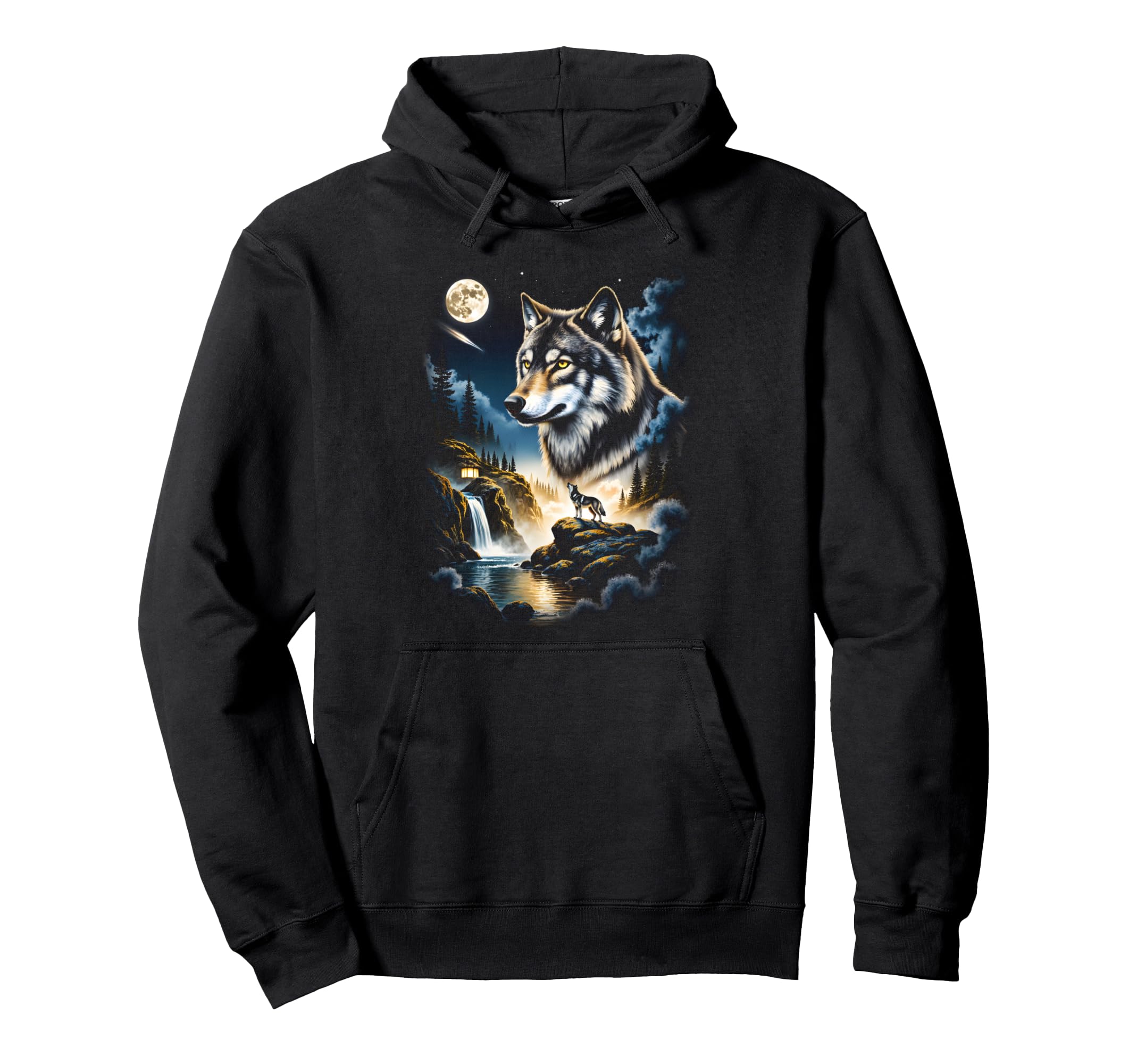 Grunge Howling Wolf 90S Nature Galaxy Hoodie - Custom Art Print Men Women - T-Shirt, Sweatshirt, Hoodie