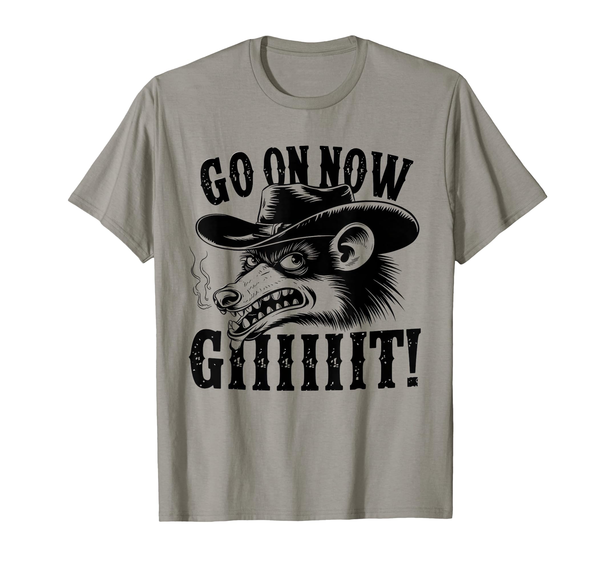 Go Now Git Cowboy Opossum Country Western T-Shirt - Minimalist Print Unisex - T-Shirt, Sweatshirt, Hoodie