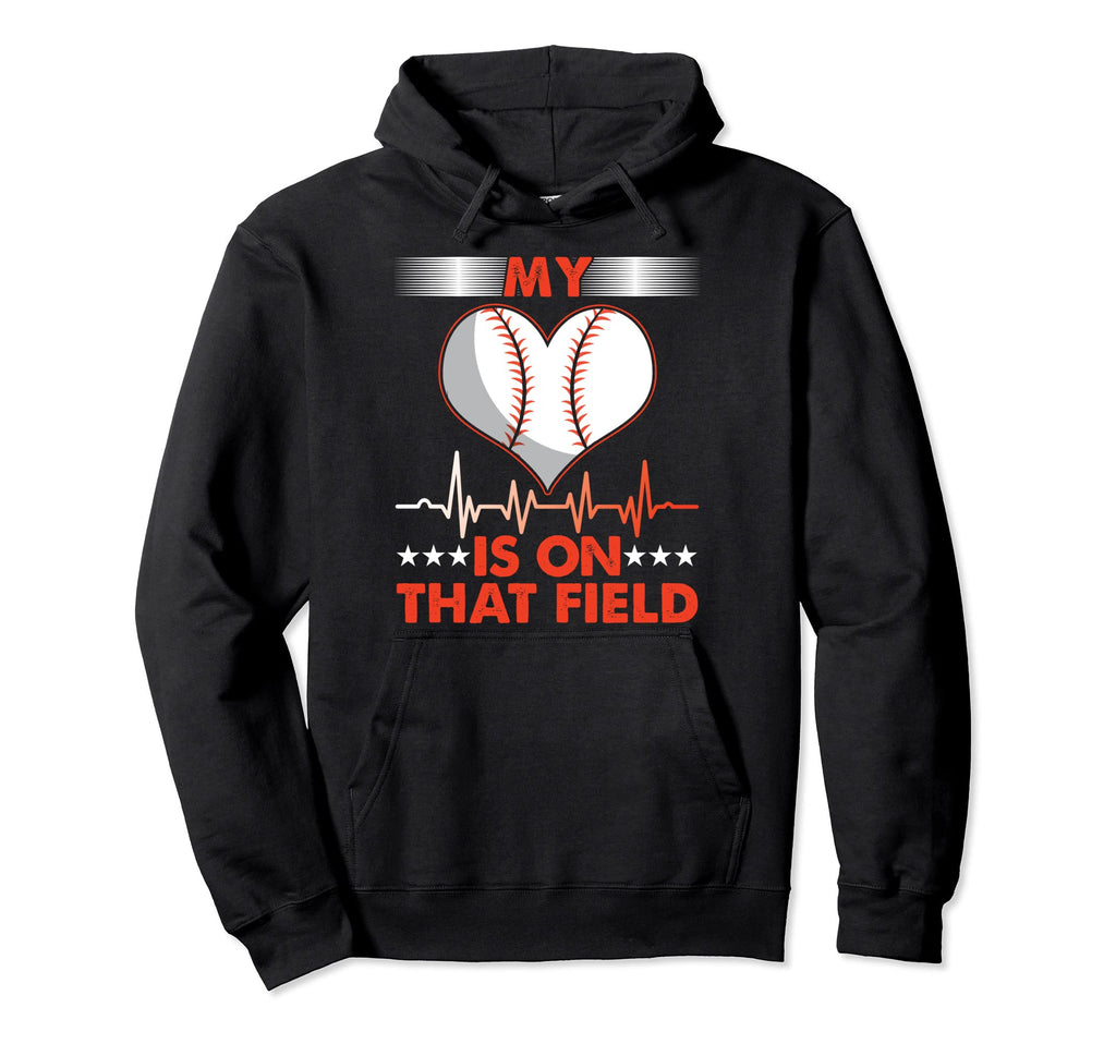 My Heart Pulse Field Softball Baseball Hoodie - Trendy Graphic Men Women - T-Shirt, Sweatshirt, Hoodie