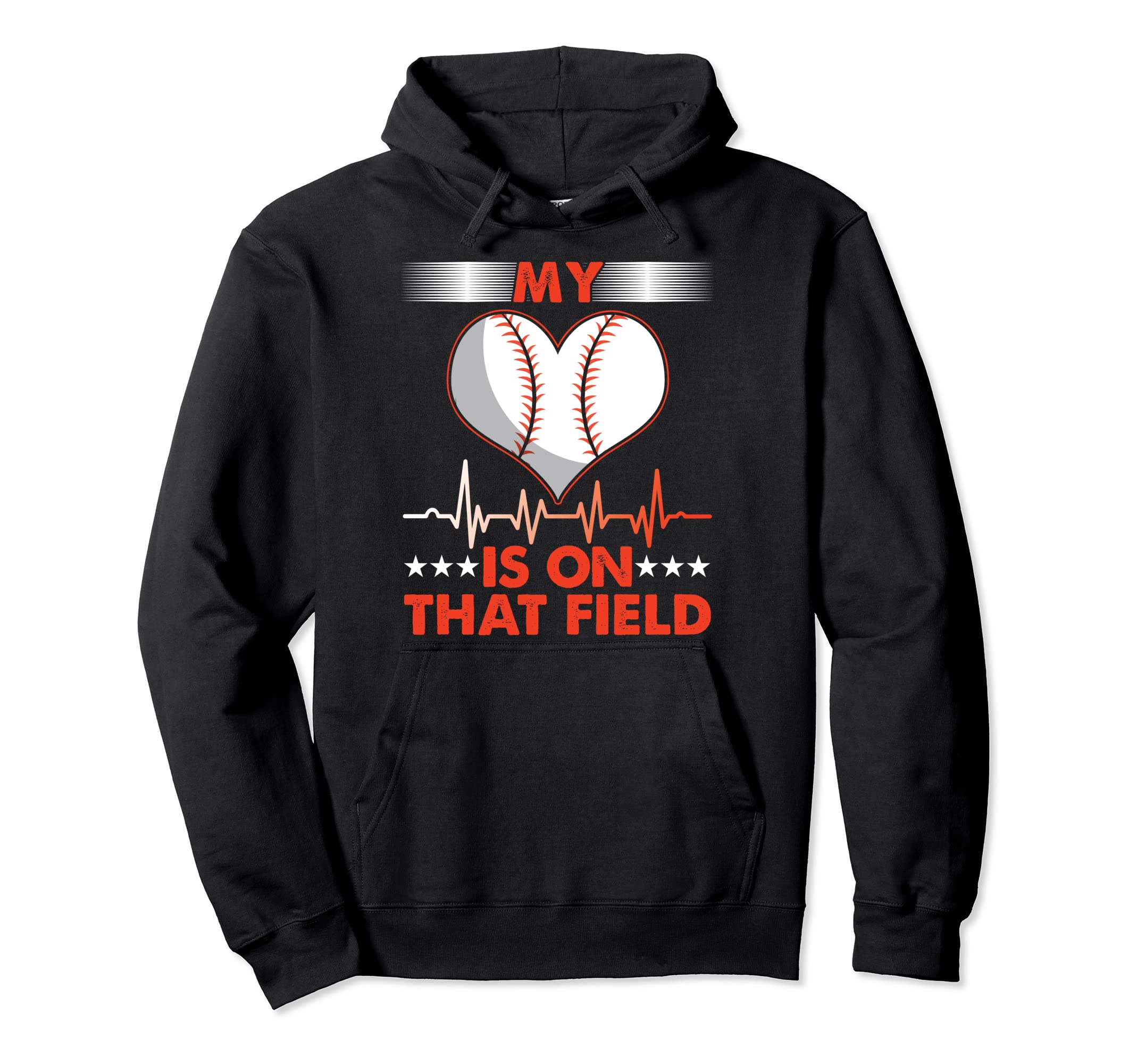 My Heart Pulse Field Softball Baseball Hoodie - Trendy Graphic Men Women - T-Shirt, Sweatshirt, Hoodie