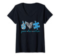 Peace Love Puzzle Ribbon Autism Awareness T-Shirt - Graphic Print Men Women - T-Shirt, Sweatshirt, Hoodie