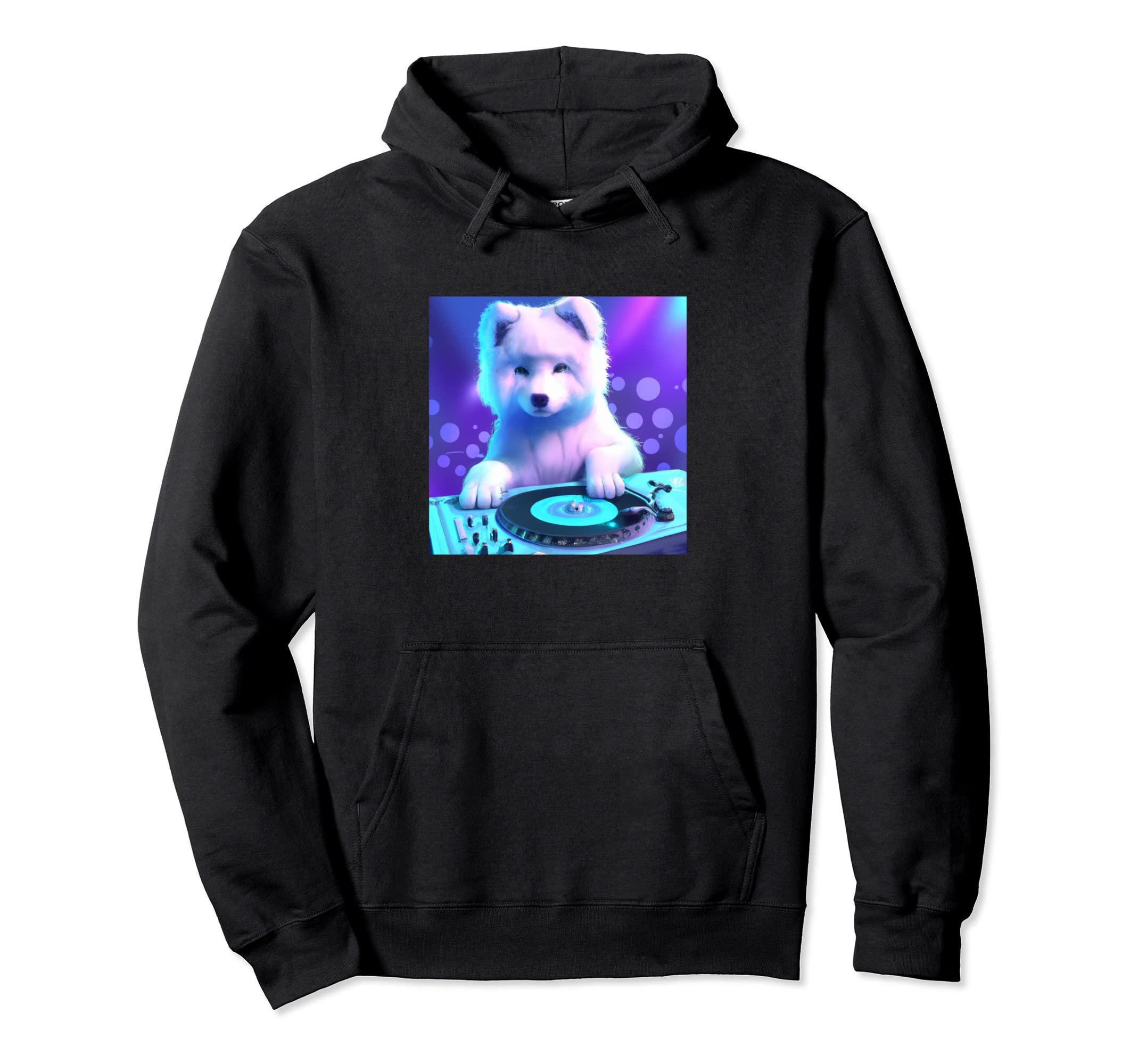 Samoyed Vaporwave Dj Dog Aesthetic Hoodie - Fun Novelty Design Unisex - T-Shirt, Sweatshirt, Hoodie