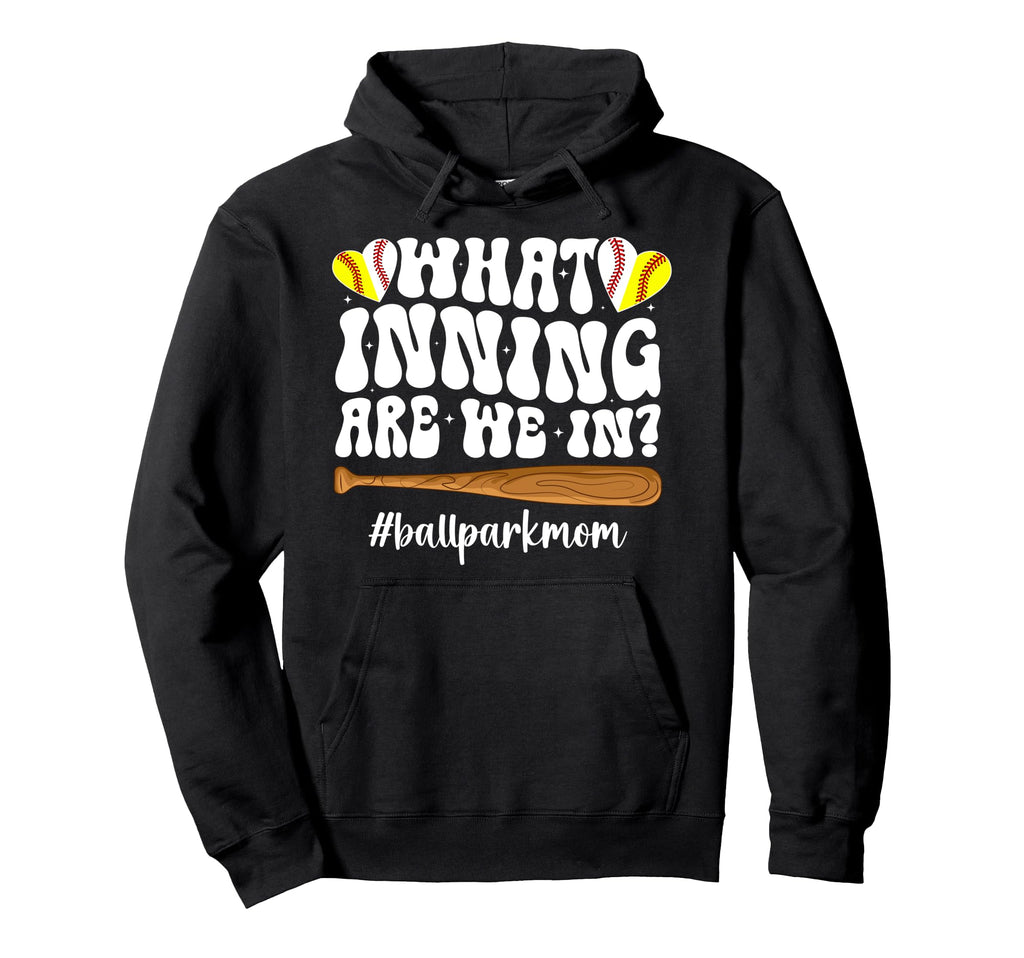 Ballpark Mom Groovy Softball Baseball Hoodie - Graphic Print for Adults - T-Shirt, Sweatshirt, Hoodie