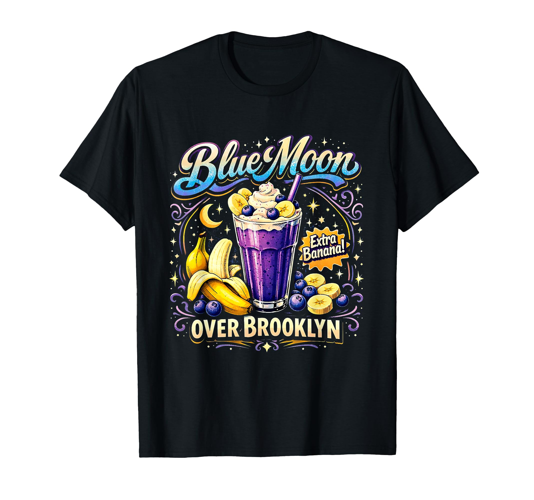 Blue Moon Over Brooklyn Milkshake Art T-Shirt - Minimalist Print for Adults - T-Shirt, Sweatshirt, Hoodie