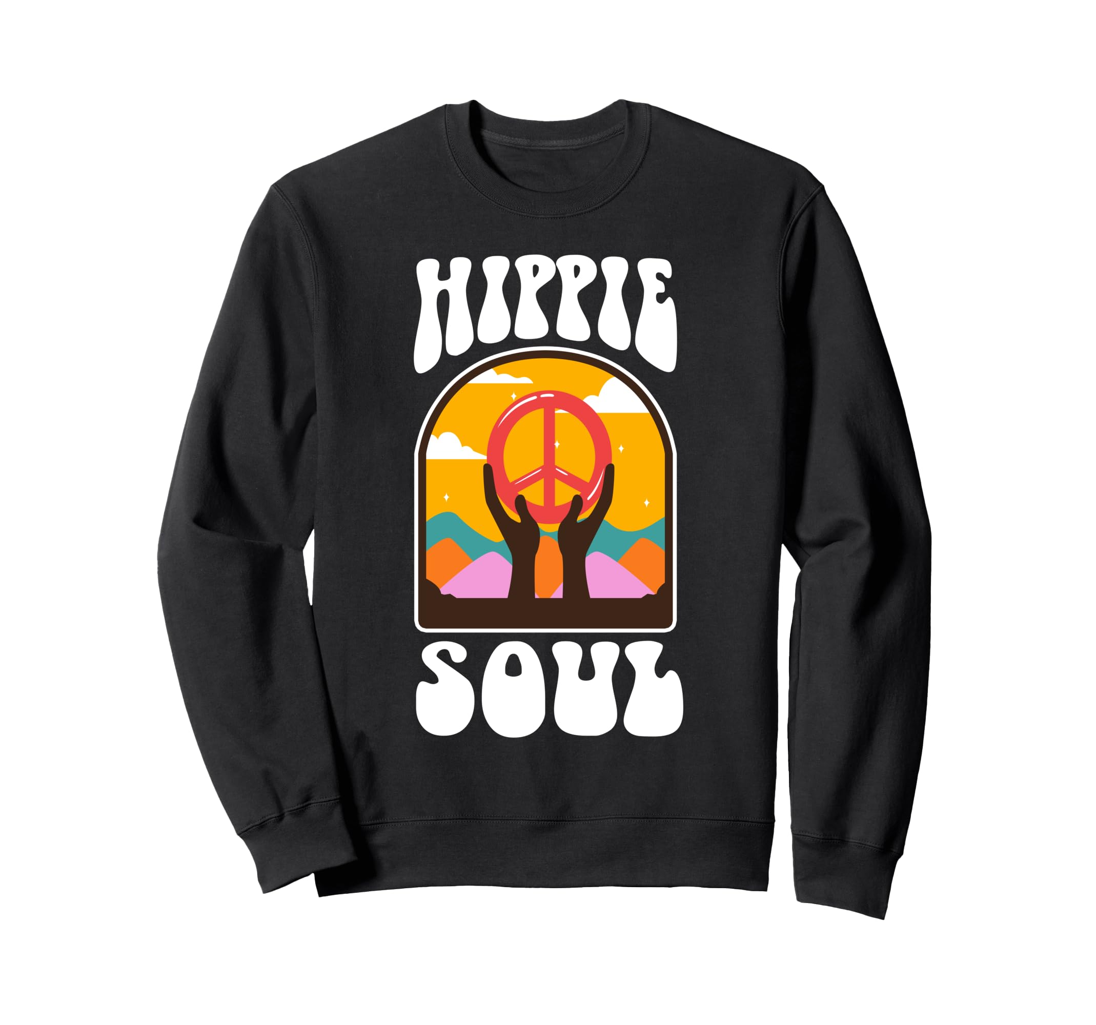 Groovy Hippie Music Peace Love 70S Hoodie - Custom Art Print for Adults - T-Shirt, Sweatshirt, Hoodie