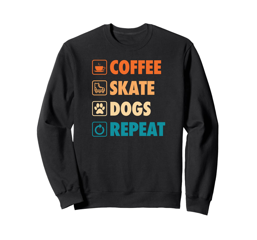 Coffee Skate Dogs Repeat Roller Sweatshirt - Custom Art Print Men Women - T-Shirt, Sweatshirt, Hoodie