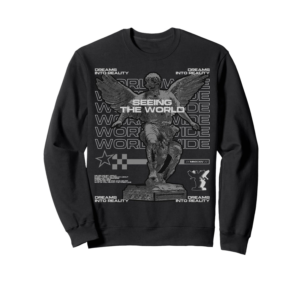 Y2K Angel Bold Urban Graffiti Sweatshirt - Unique Graphic Men Women - T-Shirt, Sweatshirt, Hoodie