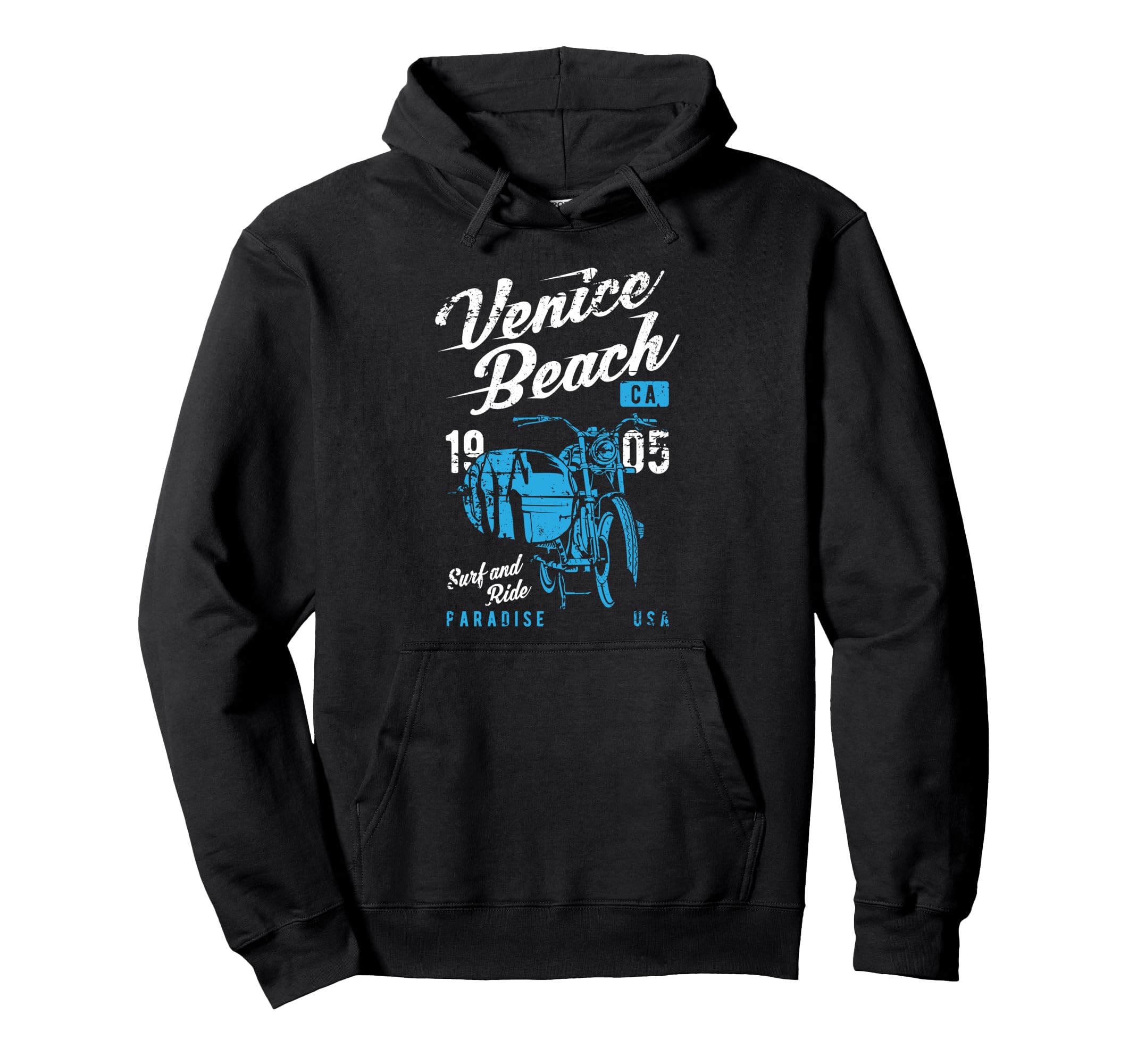 Venice Beach California Distressed Hoodie - Graphic Print for Adults - T-Shirt, Sweatshirt, Hoodie