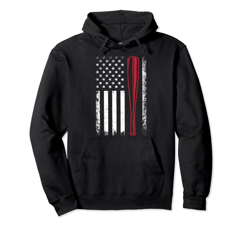 American Flag Baseball Flag Dad Mom Hoodie - Fun Novelty Design Men Women - T-Shirt, Sweatshirt, Hoodie