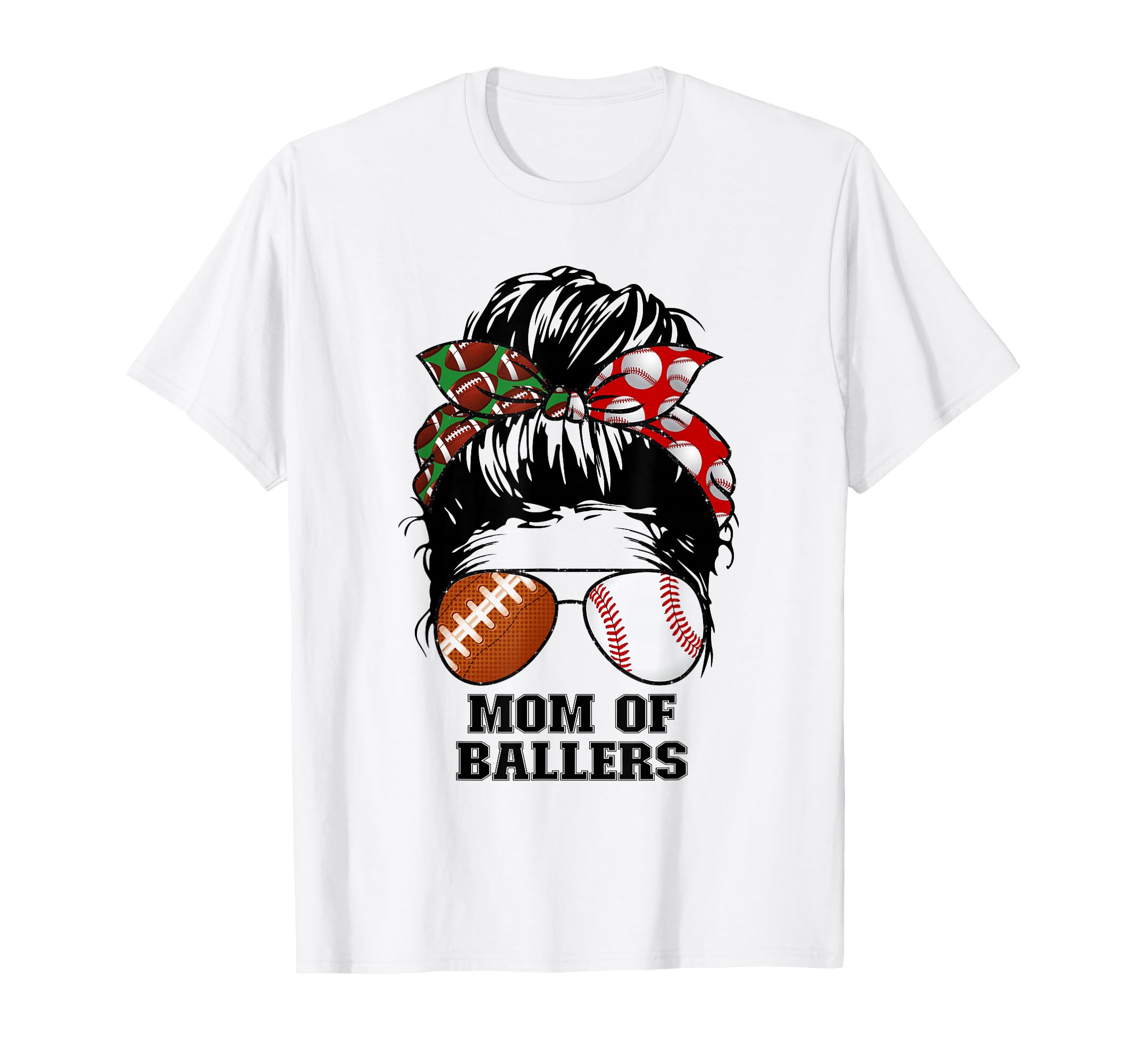Mom Ballers Messy Bun Football Mom T-Shirt - Novelty Apparel Unisex - T-Shirt, Sweatshirt, Hoodie