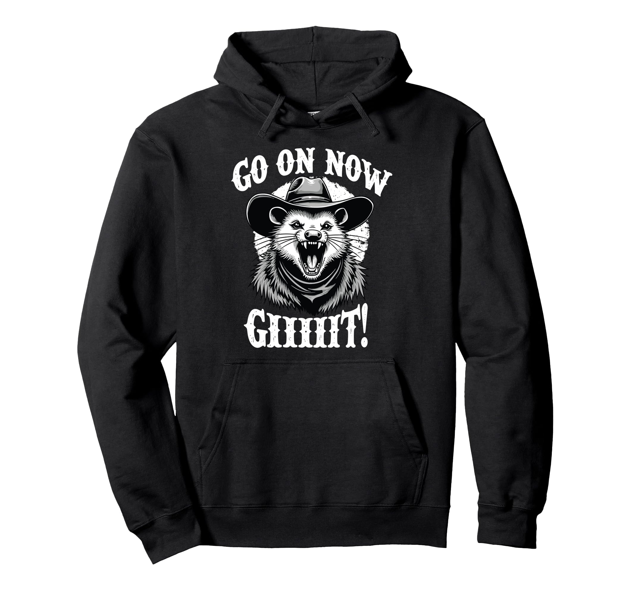 Cowboy Opossum Go Now Git Hoodie - Custom Art Print Men Women - T-Shirt, Sweatshirt, Hoodie