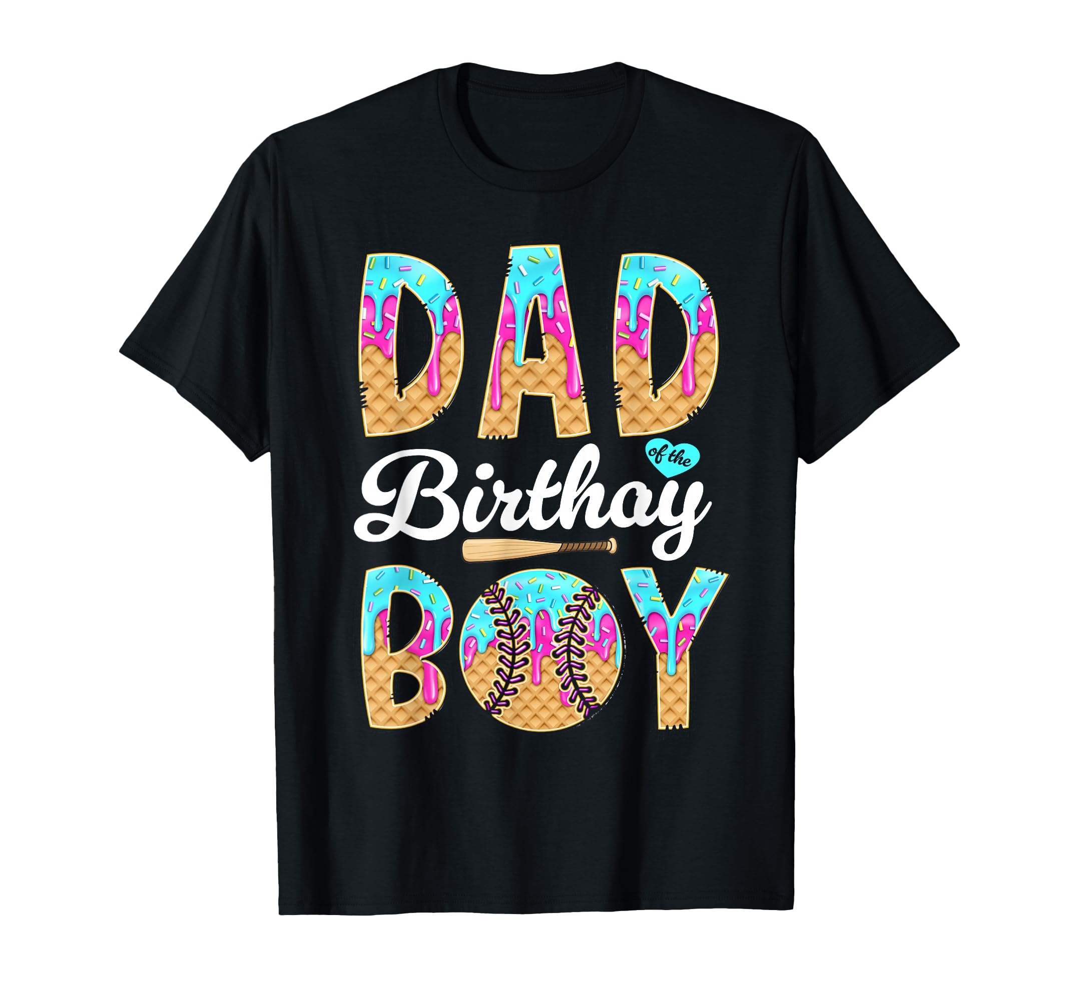 Baseball Ice Cream Drip Dad Birthday T-Shirt - Custom Art Print for Adults - T-Shirt, Sweatshirt, Hoodie