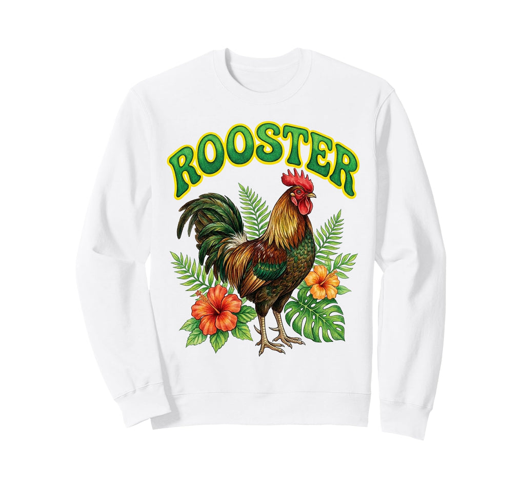 Rooster Groovy Floral Rooster Sweatshirt - Novelty Apparel Men Women - T-Shirt, Sweatshirt, Hoodie