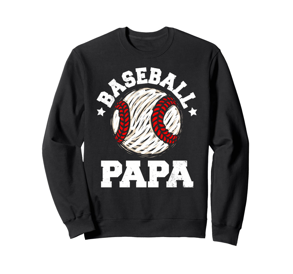Baseball Papa Distressed Funny Sweatshirt - Unique Graphic for Adults - T-Shirt, Sweatshirt, Hoodie