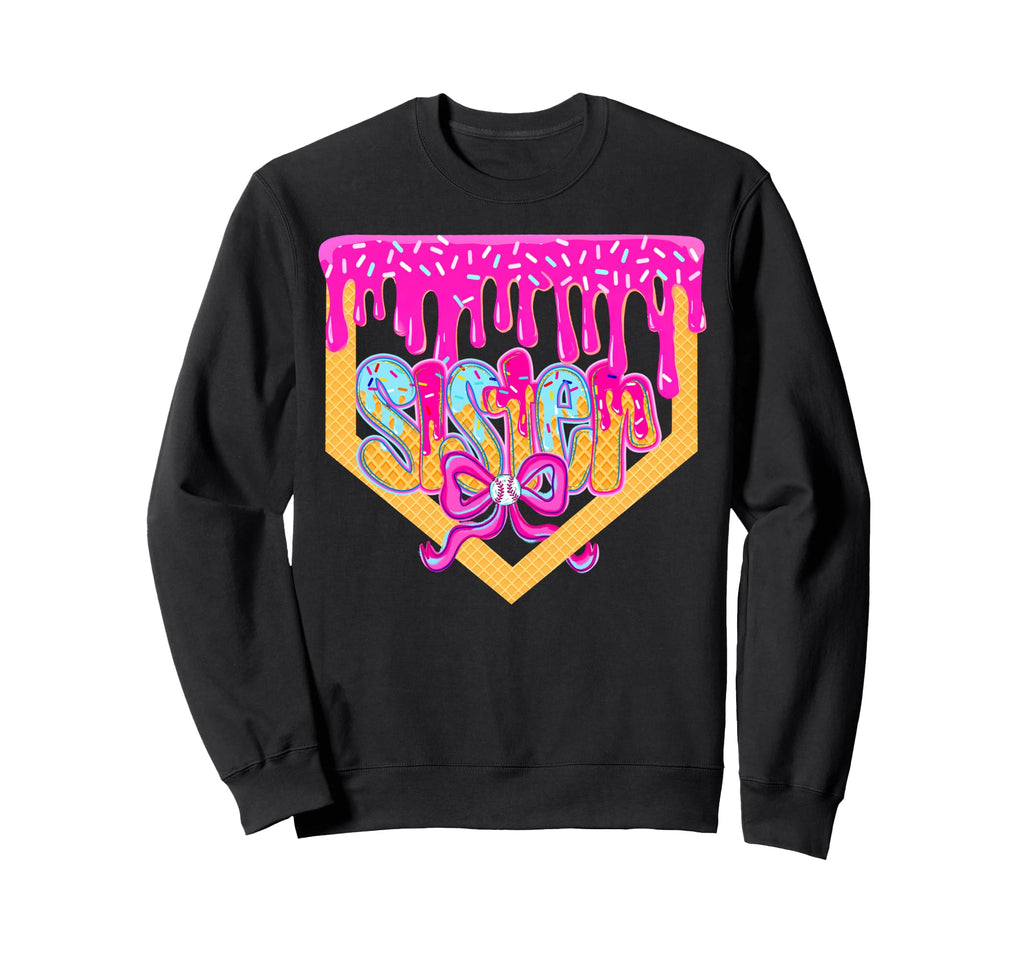 Baseball Sister Drip Ice Cream Sweatshirt - Minimalist Print for Adults - T-Shirt, Sweatshirt, Hoodie