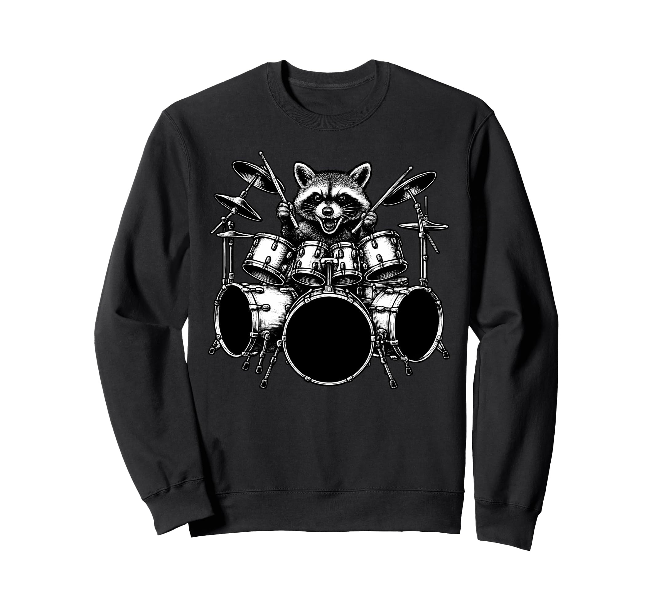 Raccoon Playing Drums Drummer Sweatshirt - Novelty Apparel Men Women - T-Shirt, Sweatshirt, Hoodie