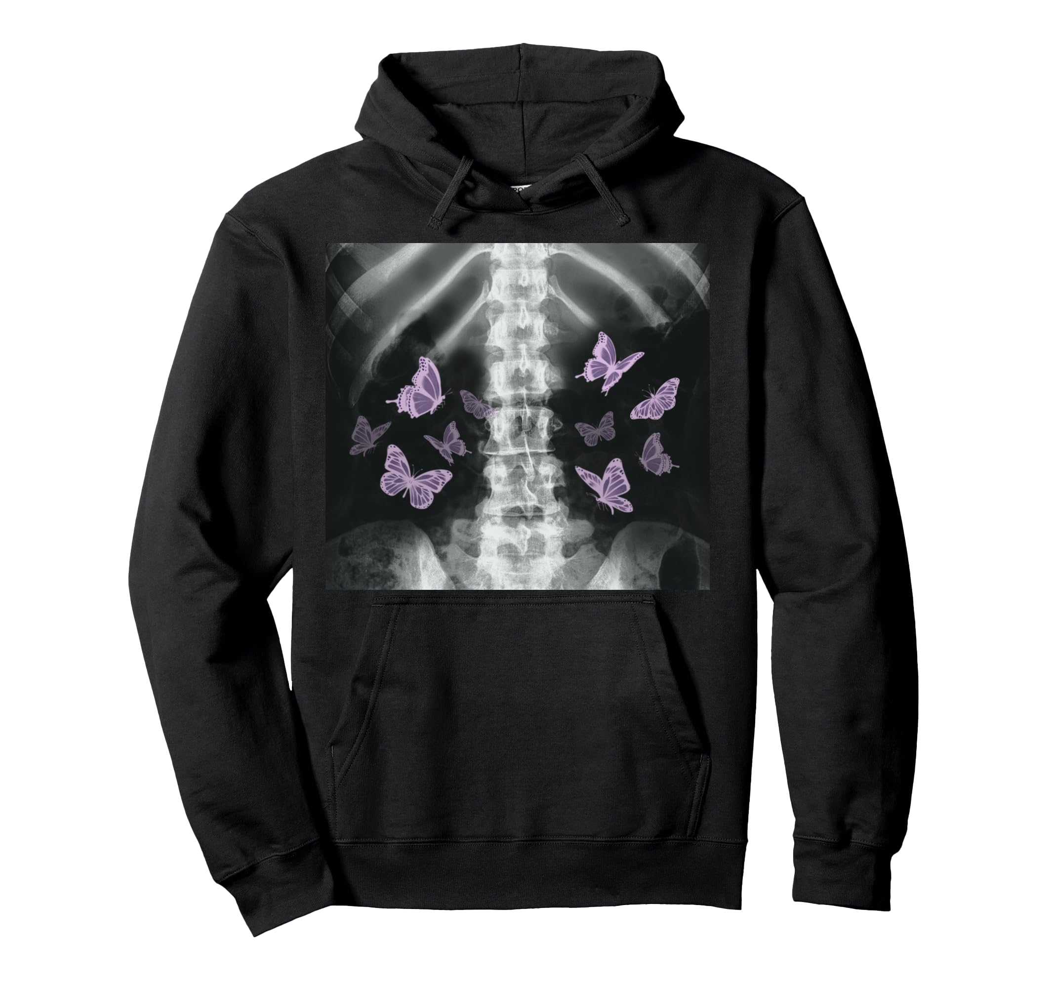 Xray Skeleton Purple Butterfly Egirl Hoodie - Fun Novelty Design Unisex - T-Shirt, Sweatshirt, Hoodie