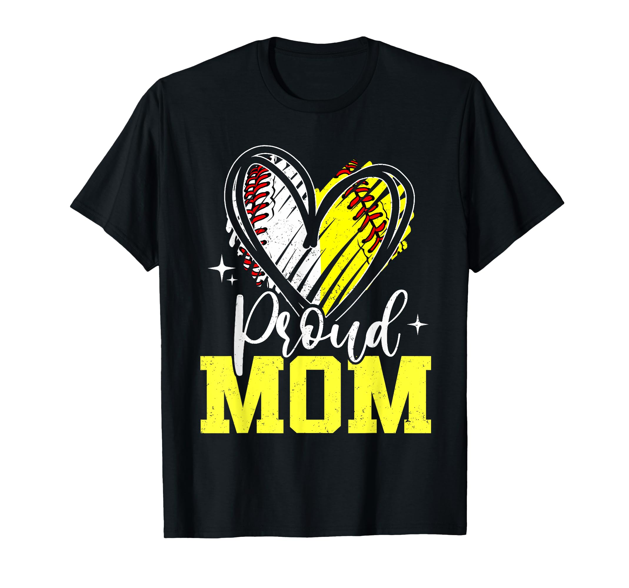 Proud Mom Baseball Softball Heart T-Shirt - Streetwear Style for Adults - T-Shirt, Sweatshirt, Hoodie
