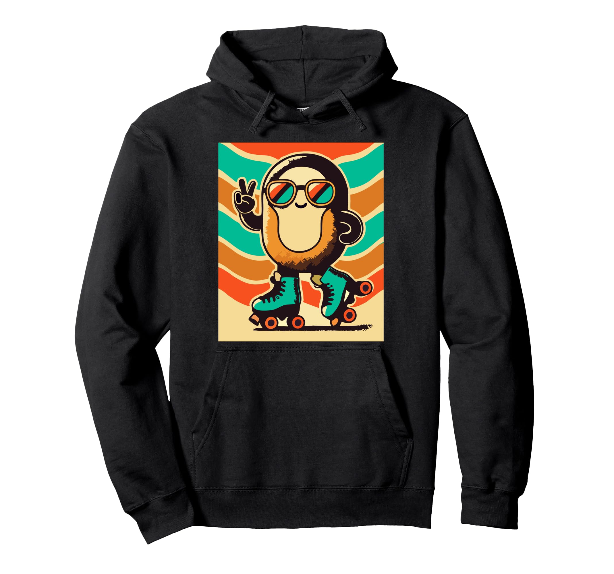 Anthropomorphic Musubi 70S Groovy Hoodie - Fun Novelty Design for Adults - T-Shirt, Sweatshirt, Hoodie