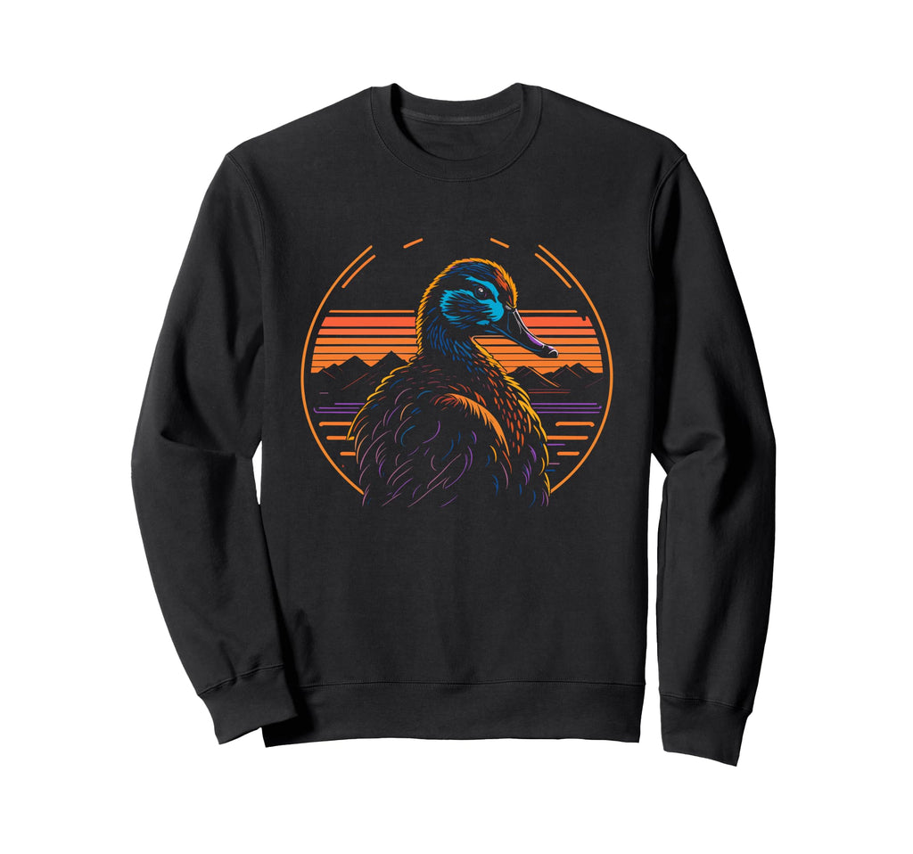 Duck Sunset Distressed Duck Lover Sweatshirt - Trendy Graphic for Adults - T-Shirt, Sweatshirt, Hoodie