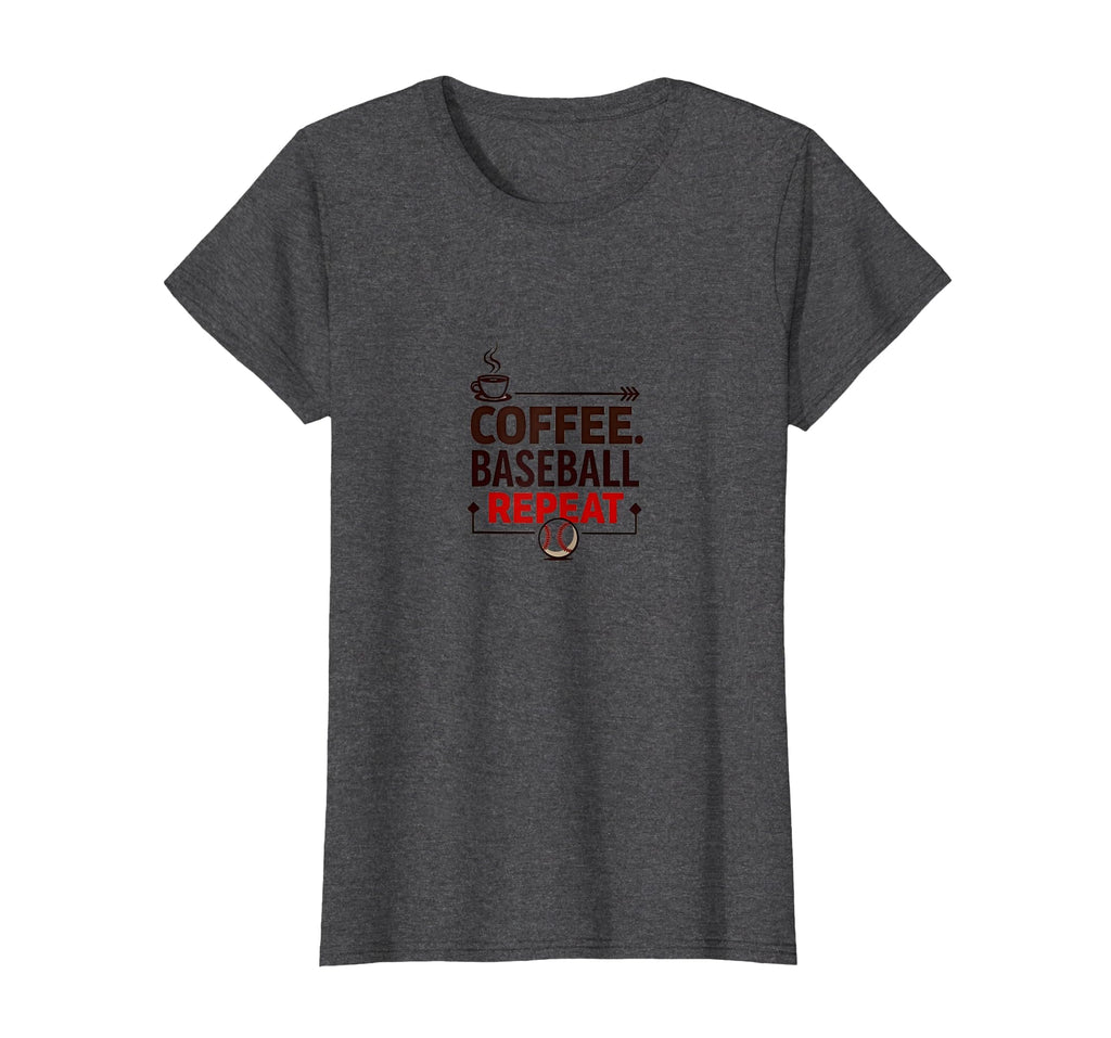 Baseball Mom Coffee Repeat Funny Sports T-Shirt - Unique Graphic Men Women - T-Shirt, Sweatshirt, Hoodie