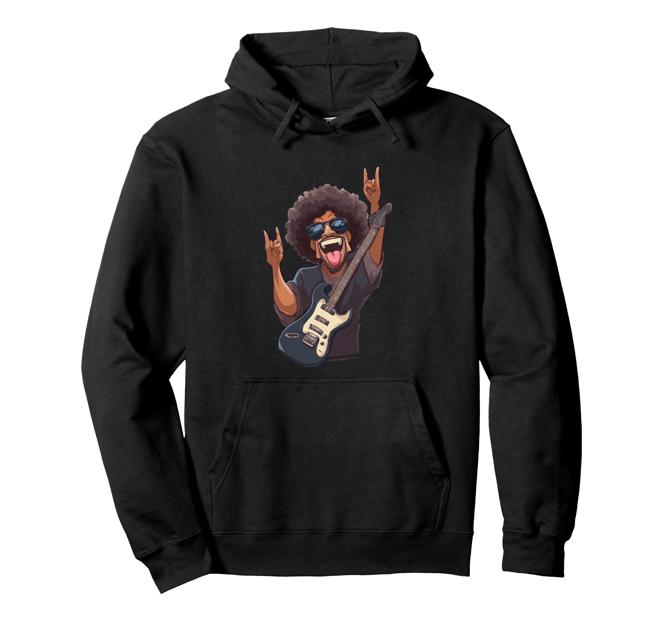 Rock Guitarist Afro Hairstyle Sunglasses Hoodie - Unique Graphic Unisex - T-Shirt, Sweatshirt, Hoodie