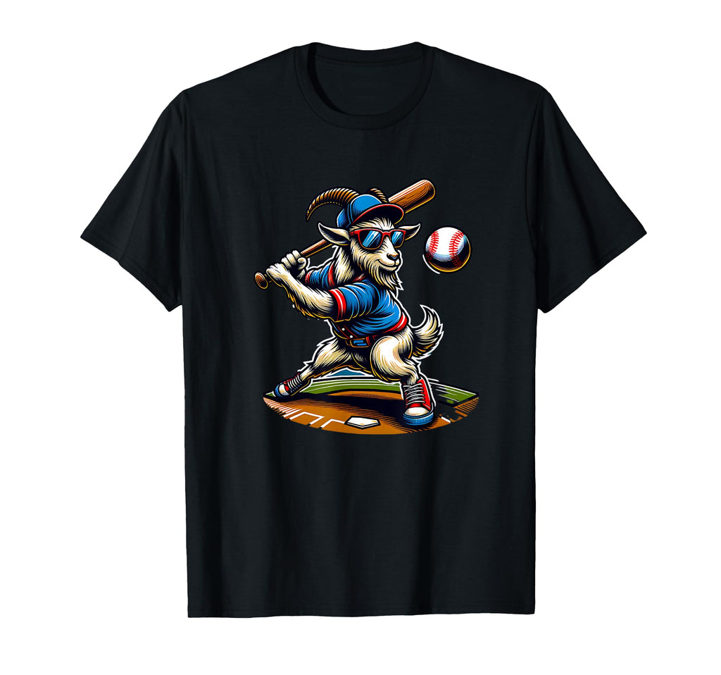 Goat Baseball Player Bat And Ball T-Shirt - Aesthetic Graphic Unisex - T-Shirt, Sweatshirt, Hoodie