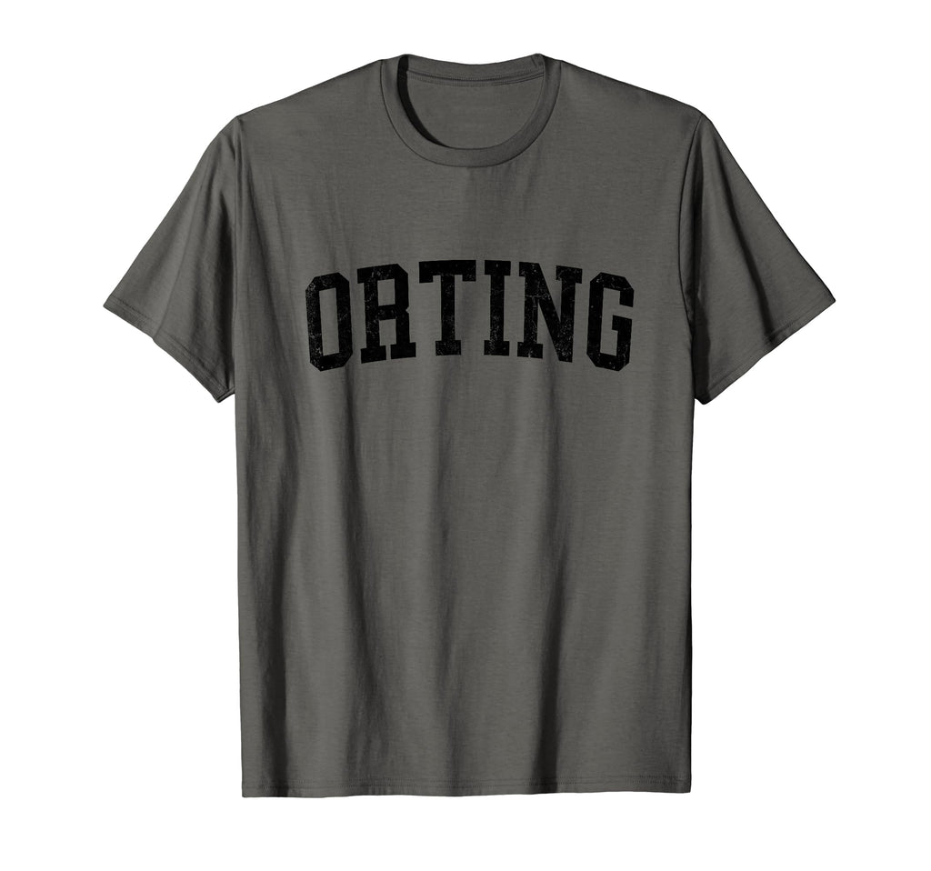 Orting Wa Distressed Black Varsity T-Shirt - Unique Graphic for Adults - T-Shirt, Sweatshirt, Hoodie