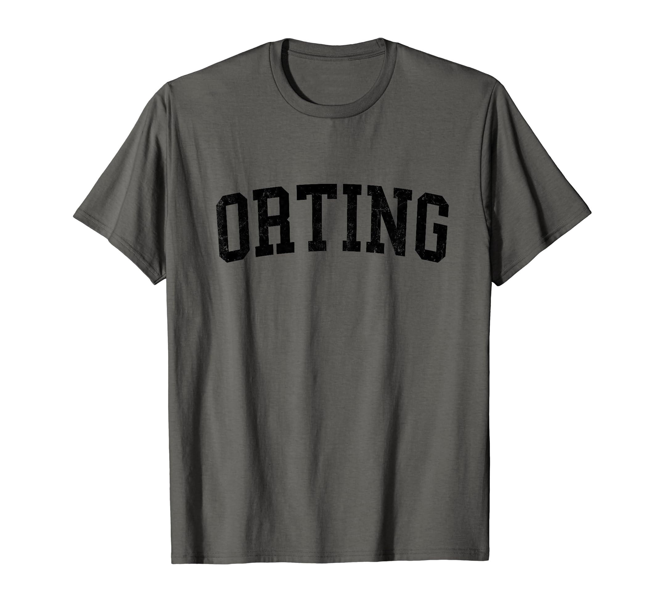 Orting Wa Distressed Black Varsity T-Shirt - Unique Graphic for Adults - T-Shirt, Sweatshirt, Hoodie