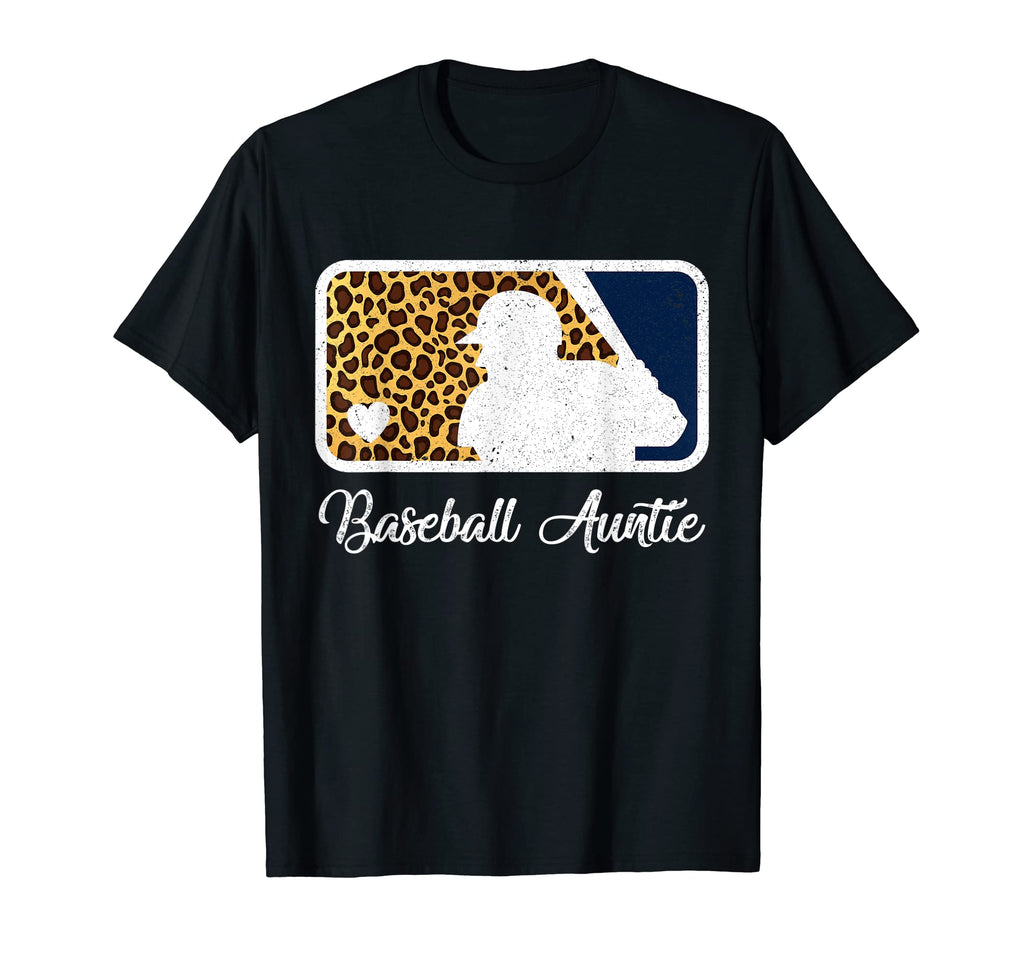 Baseball Auntie Leopard Funny Player Fan T-Shirt - Minimalist Print Unisex - T-Shirt, Sweatshirt, Hoodie