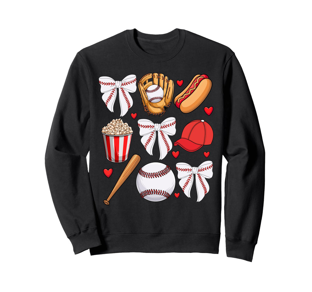 Baseball Coquette Bow Baseball Sweatshirt - Custom Art Print Men Women - T-Shirt, Sweatshirt, Hoodie