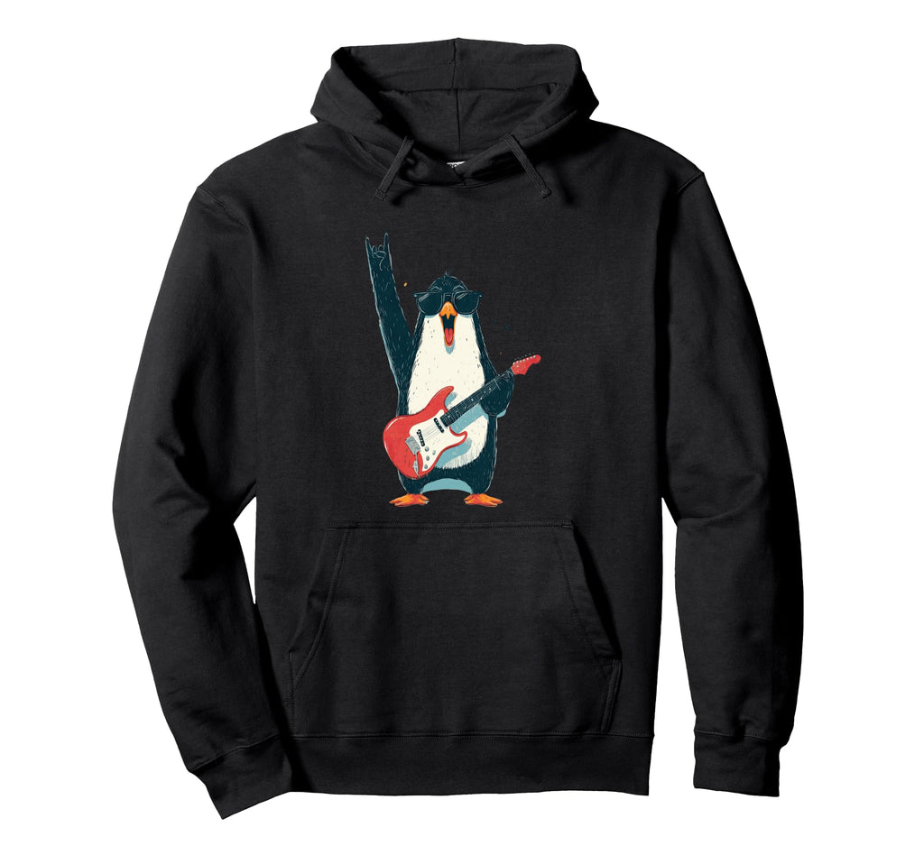 Rockstar Penguin Sunglasses Electric Hoodie - Novelty Apparel Unisex - T-Shirt, Sweatshirt, Hoodie
