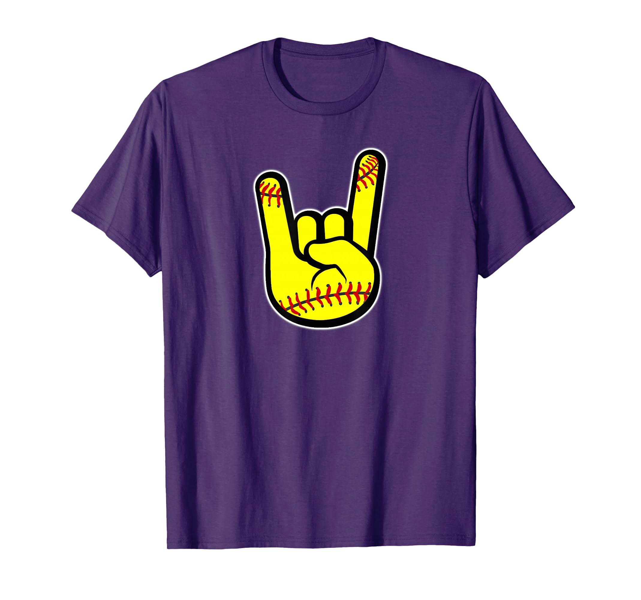 Rocker Fist Softball Players Finger T-Shirt - Custom Art Print Men Women - T-Shirt, Sweatshirt, Hoodie