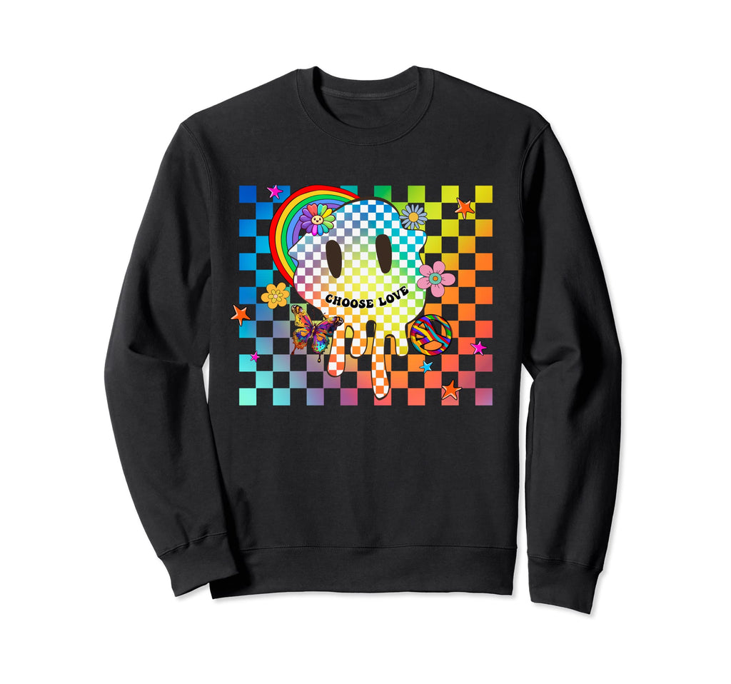 Y2K Pride Rainbow Checkered Kidcore Sweatshirt - Novelty Apparel Unisex - T-Shirt, Sweatshirt, Hoodie
