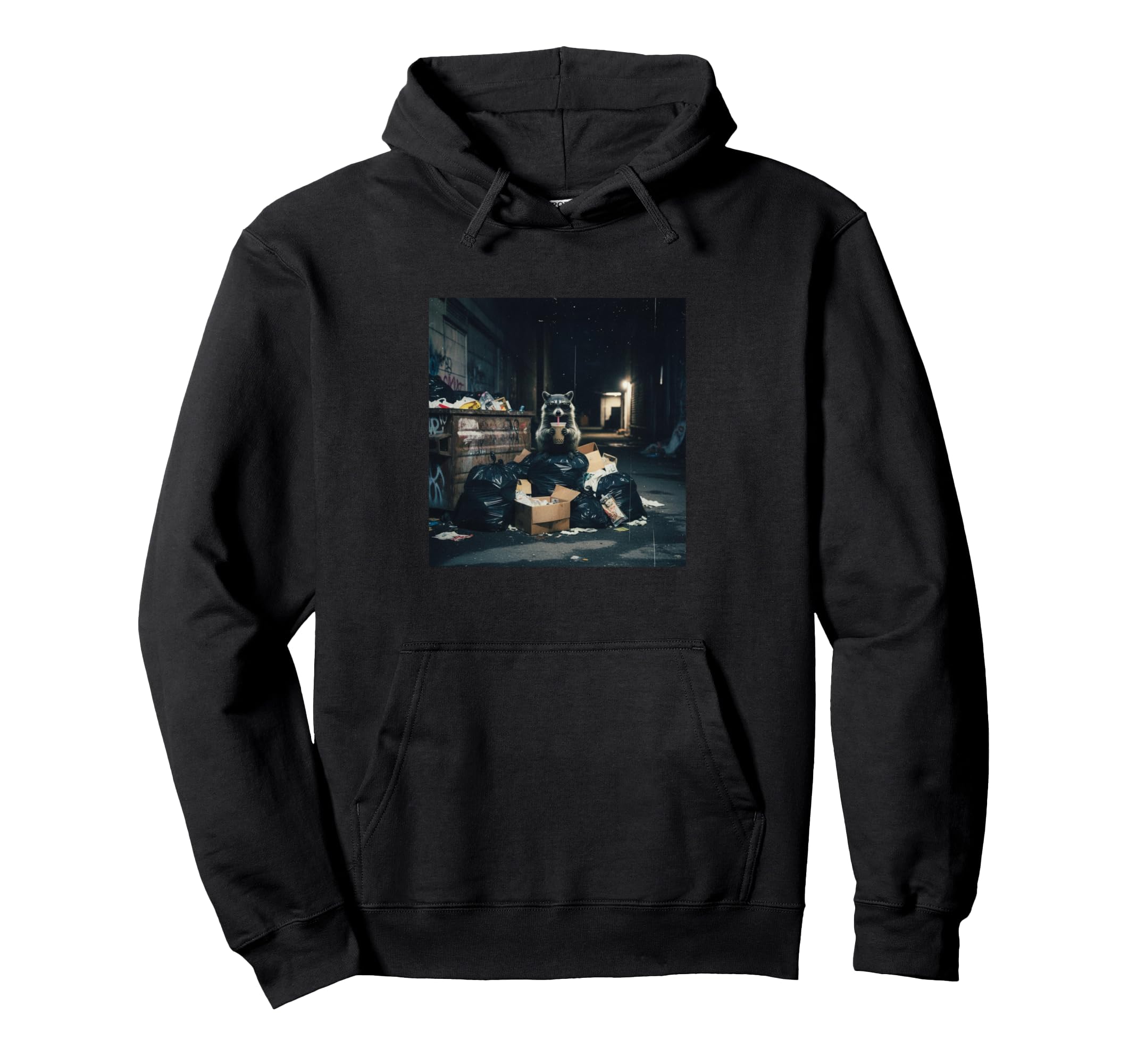 Boba Tea Fan Funny Raccoon Meme Trashy Hoodie - Unique Graphic Men Women - T-Shirt, Sweatshirt, Hoodie
