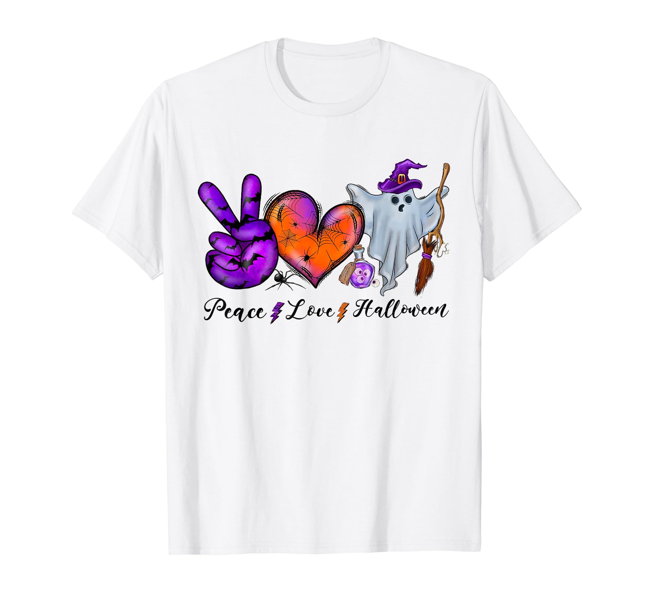 Peace Love Halloween Happy Halloween T-Shirt - Unique Graphic for Adults - T-Shirt, Sweatshirt, Hoodie