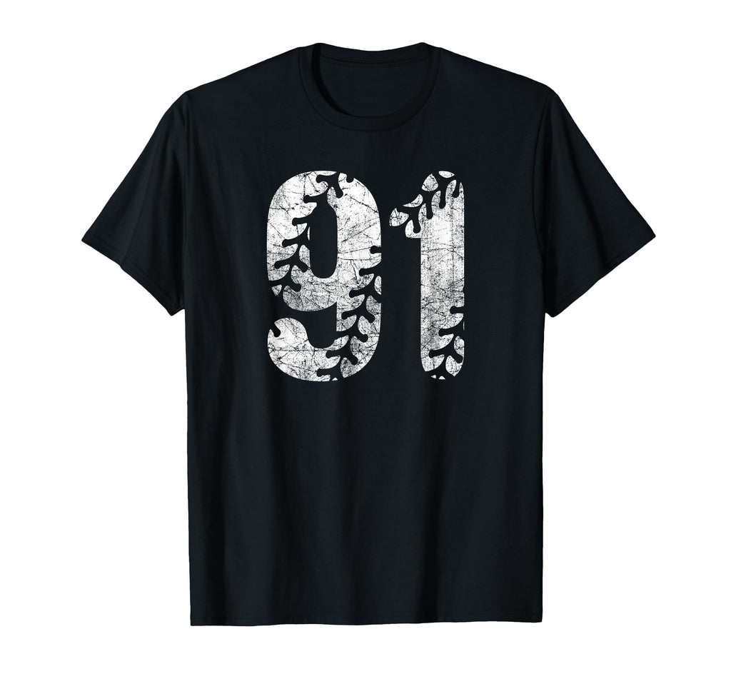 Baseball Softball Mom 91 Number 91 T-Shirt - Fun Novelty Design for Adults - T-Shirt, Sweatshirt, Hoodie