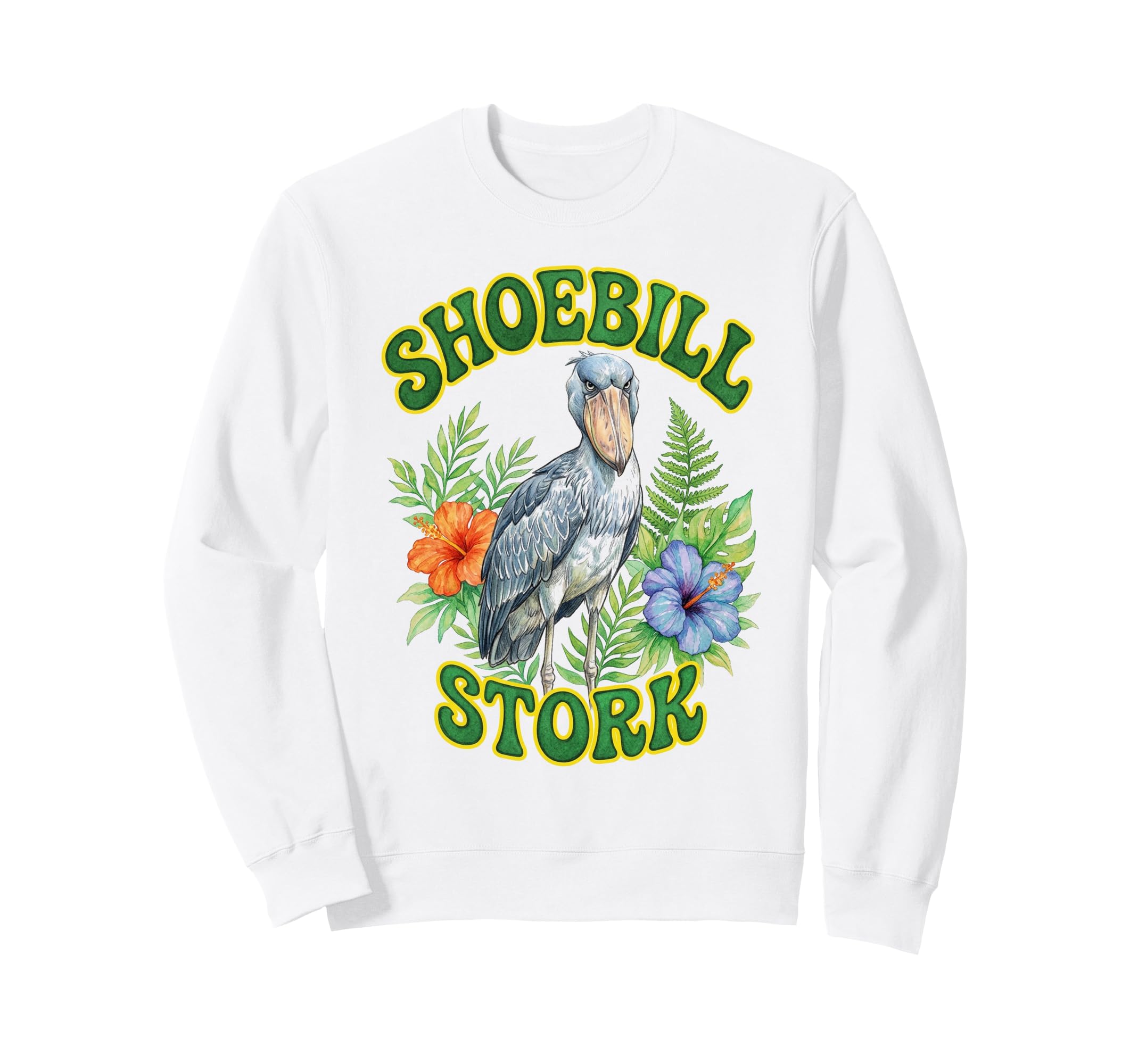 Shoebill Stork Groovy Floral Sweatshirt - Fun Novelty Design for Adults - T-Shirt, Sweatshirt, Hoodie