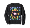 Peace Love Skate Roller Skating Peace Sweatshirt - Custom Art Print Unisex - T-Shirt, Sweatshirt, Hoodie
