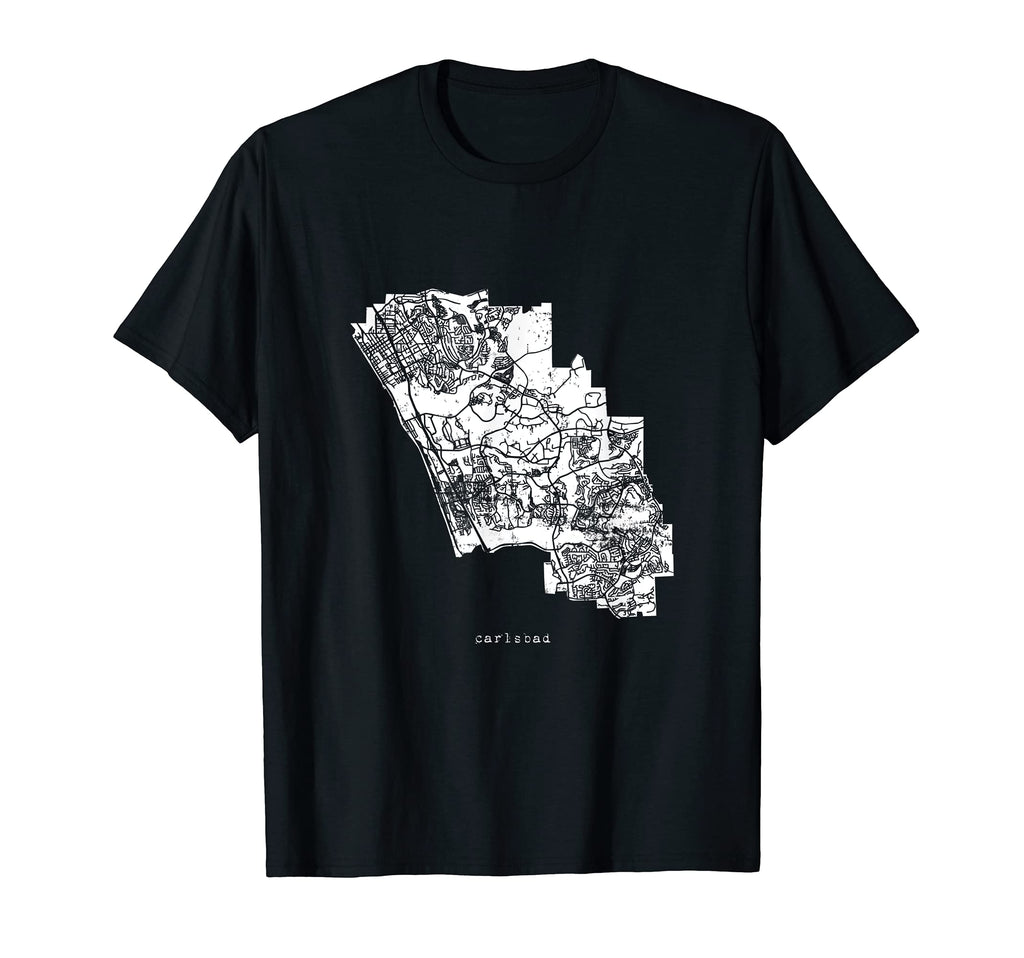 Carlsbad Map Distressed T-Shirt - Trendy Graphic Men Women - T-Shirt, Sweatshirt, Hoodie