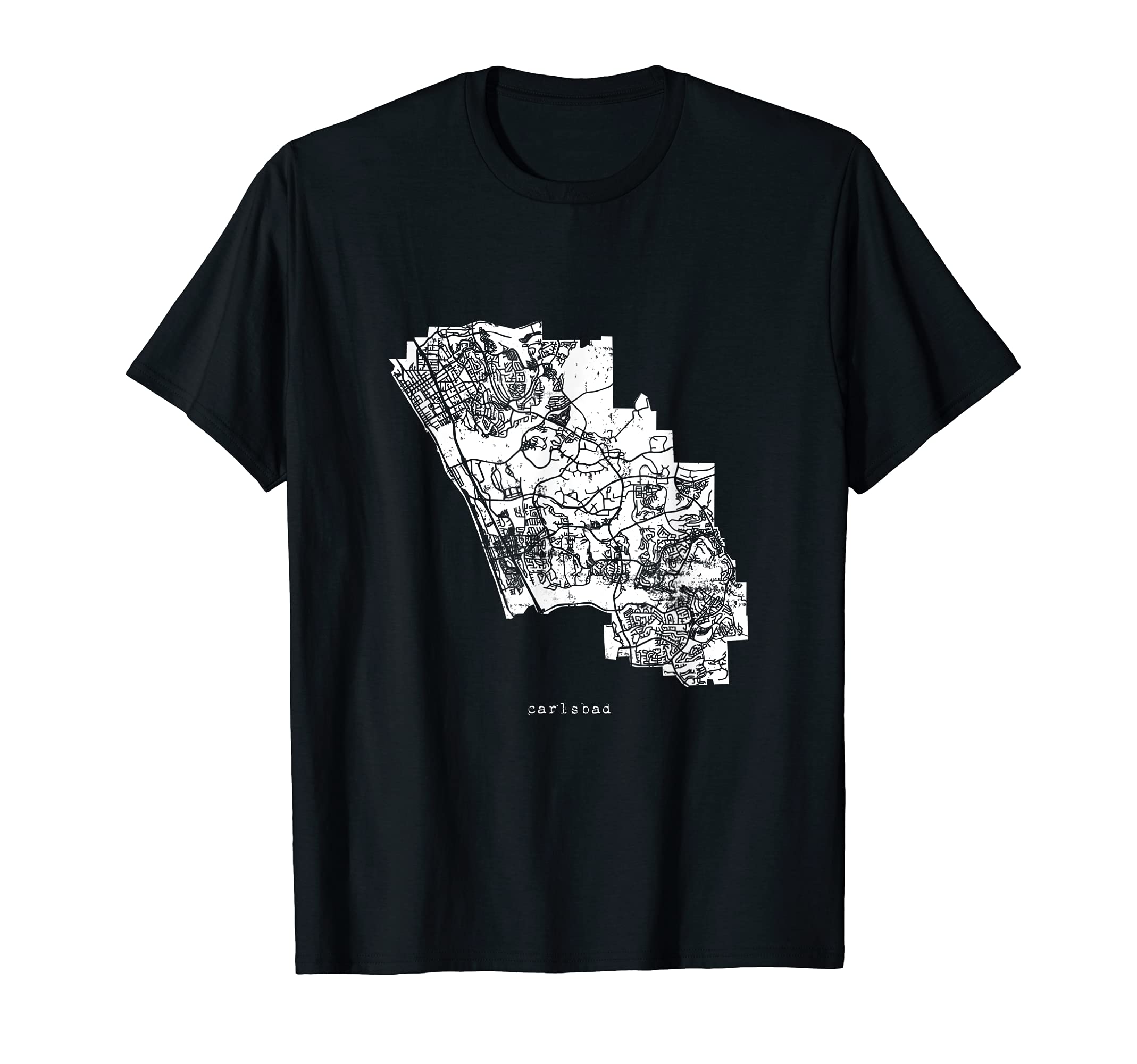 Carlsbad Map Distressed T-Shirt - Trendy Graphic Men Women - T-Shirt, Sweatshirt, Hoodie