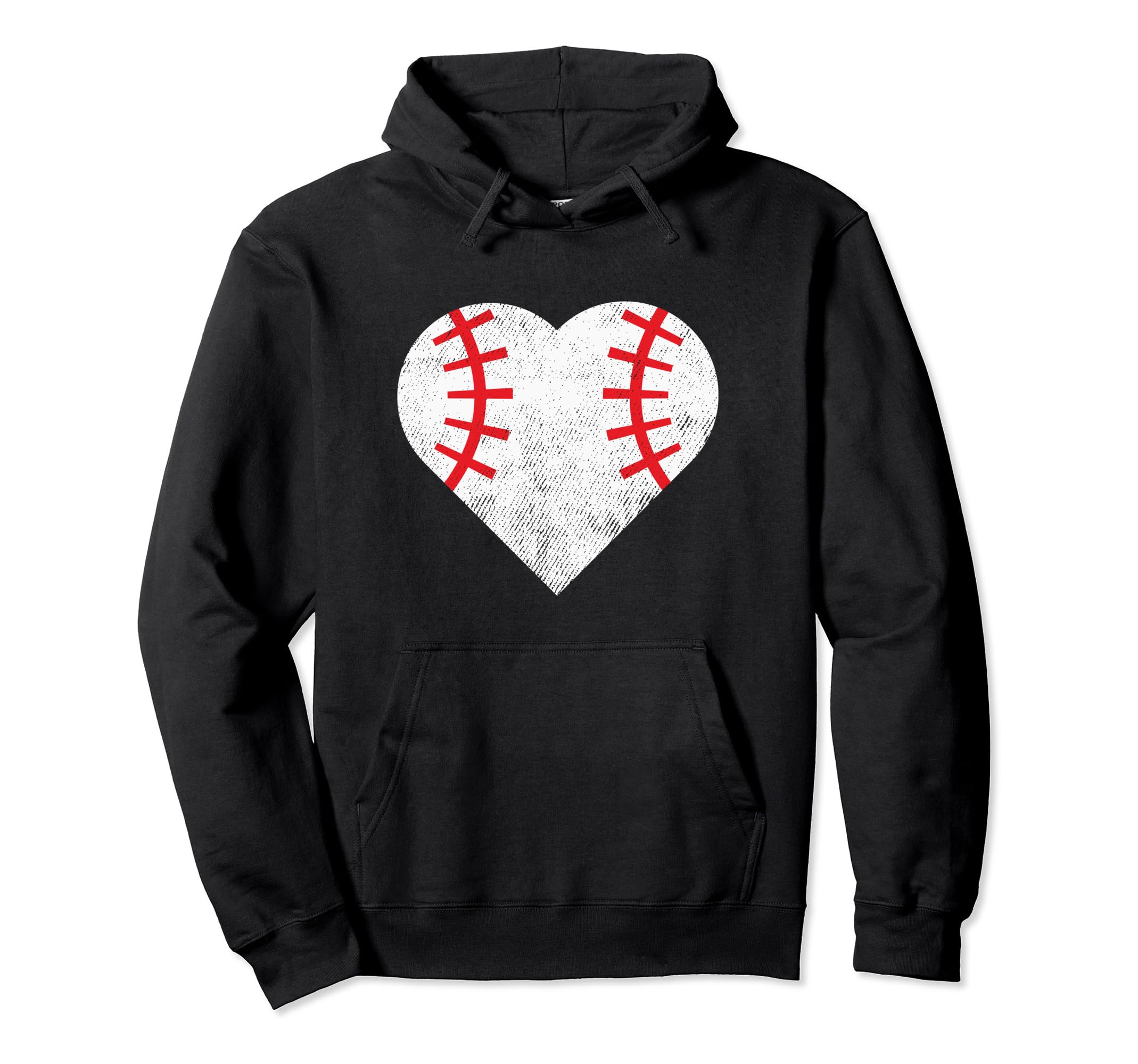 Baseball Love Heart Hoodie - Minimalist Print for Adults - T-Shirt, Sweatshirt, Hoodie