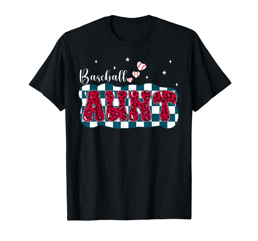 Baseball Aunt Leopard Heart Funny Gift T-Shirt - Aesthetic Graphic Unisex - T-Shirt, Sweatshirt, Hoodie