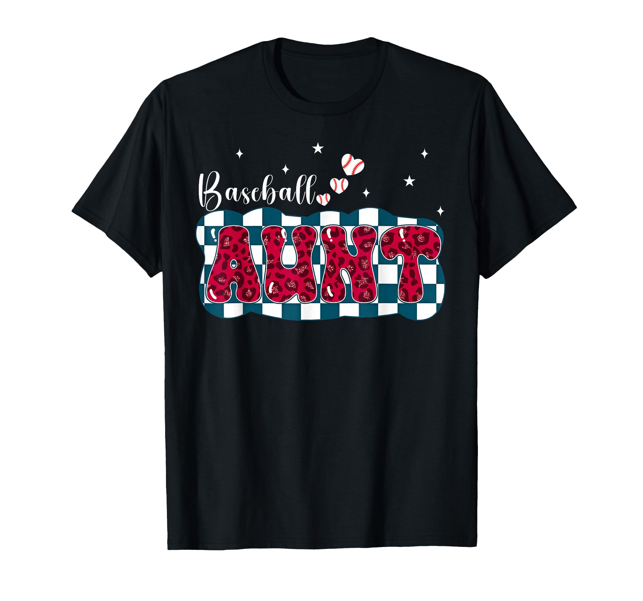 Baseball Aunt Leopard Heart Funny Gift T-Shirt - Aesthetic Graphic Unisex - T-Shirt, Sweatshirt, Hoodie