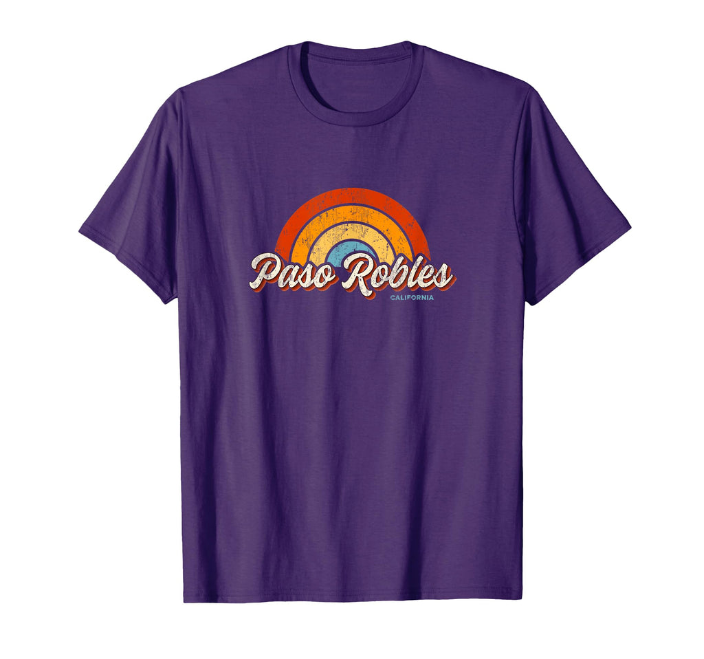 Paso Robles California Ca Rainbow 70S T-Shirt - Custom Art Print for Adults - T-Shirt, Sweatshirt, Hoodie