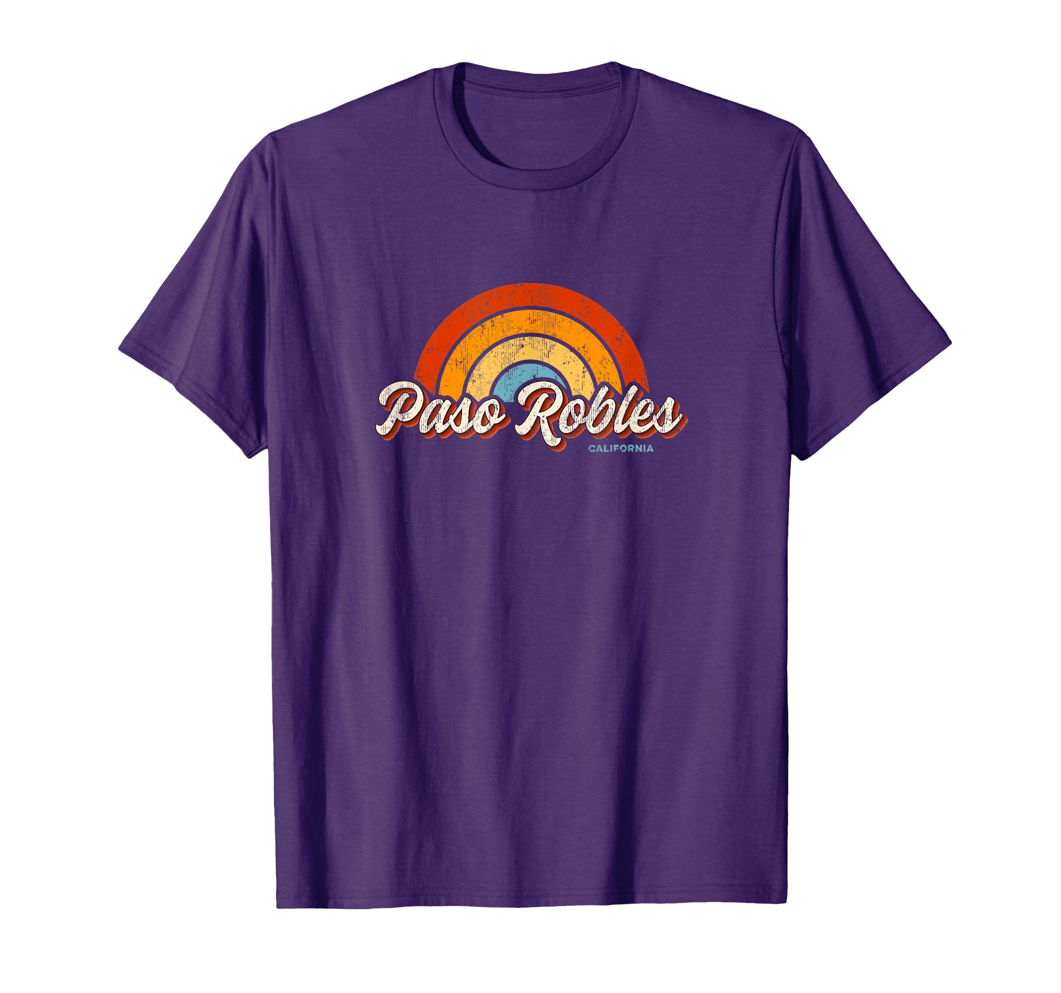 Paso Robles California Ca Rainbow 70S T-Shirt - Custom Art Print for Adults - T-Shirt, Sweatshirt, Hoodie