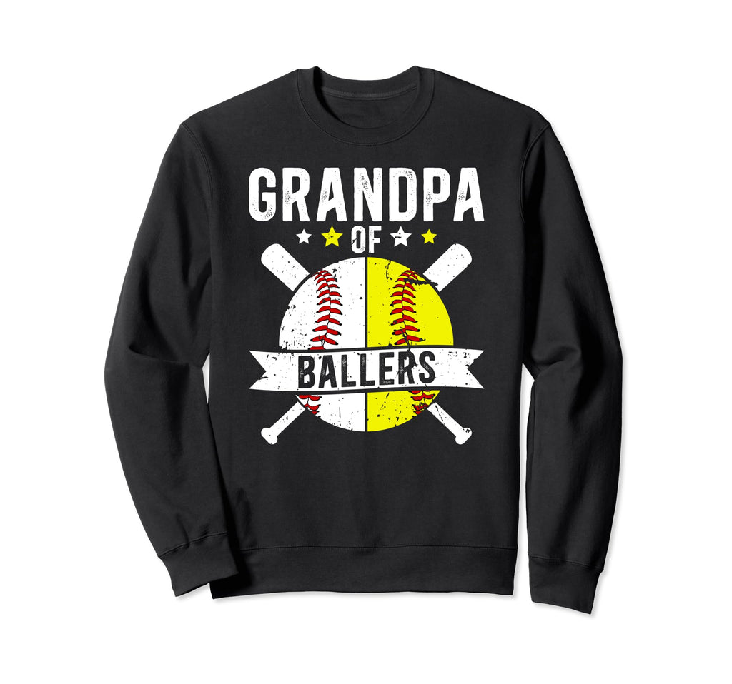 Grandpa Ballers Softball Baseball Sweatshirt - Unique Graphic Men Women - T-Shirt, Sweatshirt, Hoodie
