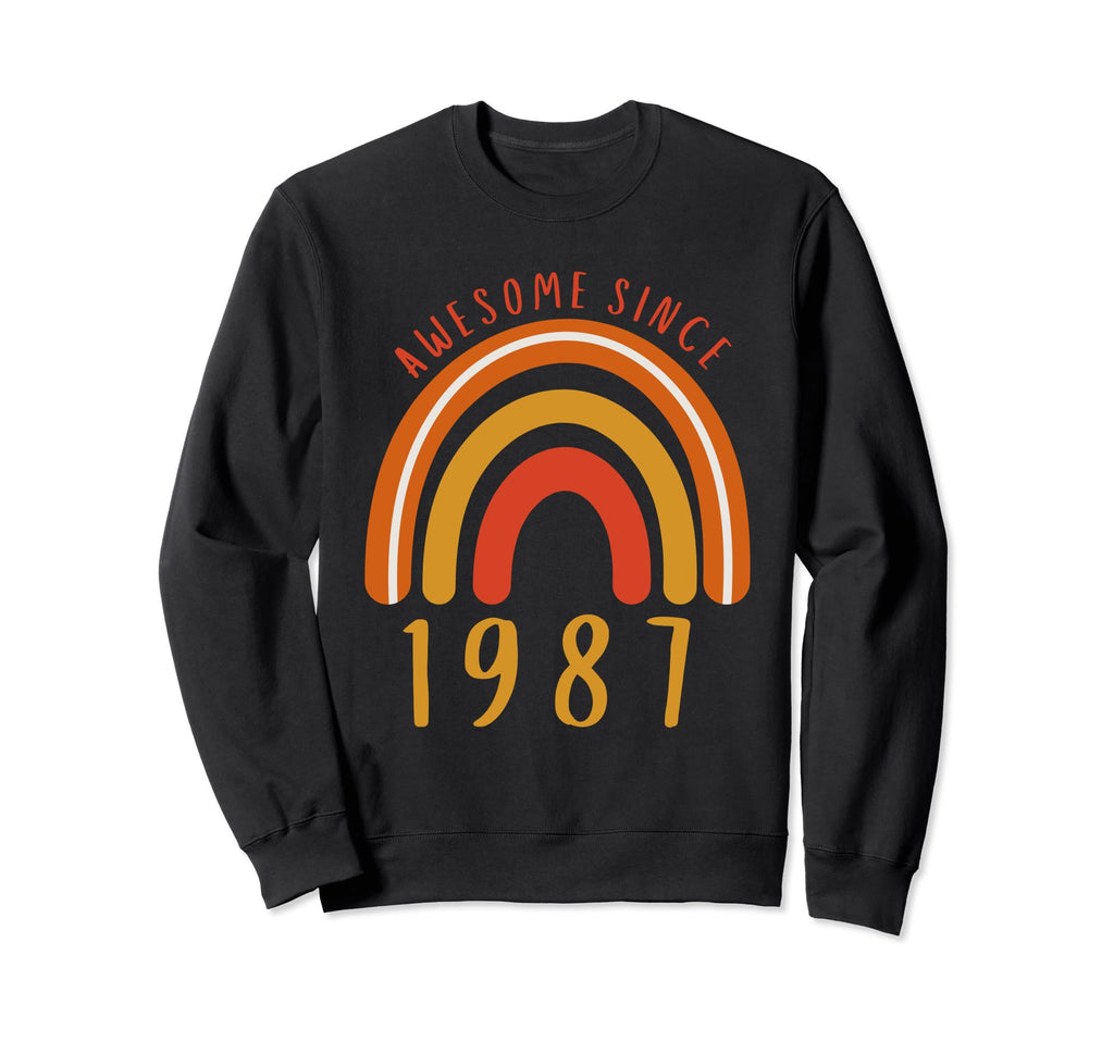 Awesome Since 1987 Boho Rainbow Sweatshirt - Graphic Print for Adults - T-Shirt, Sweatshirt, Hoodie