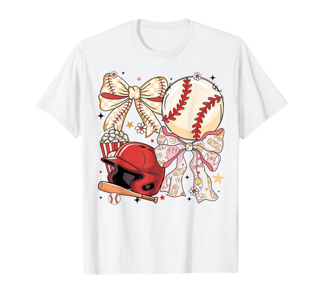 Coquette Baseball Bows Preppy Sports Mom T-Shirt - Graphic Print Men Women - T-Shirt, Sweatshirt, Hoodie